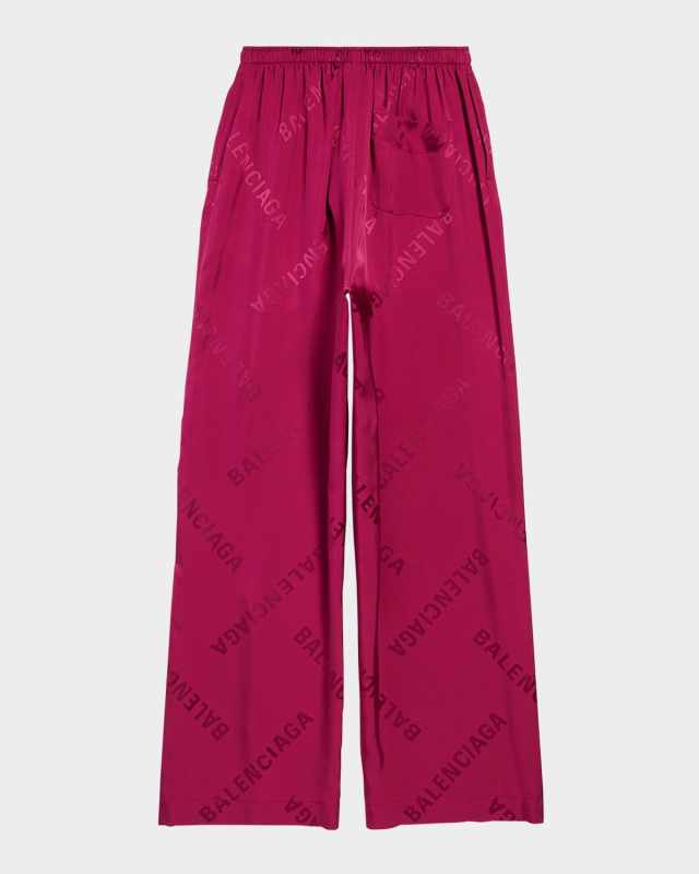Logo Jacquard Wide-Leg Pajama Pants